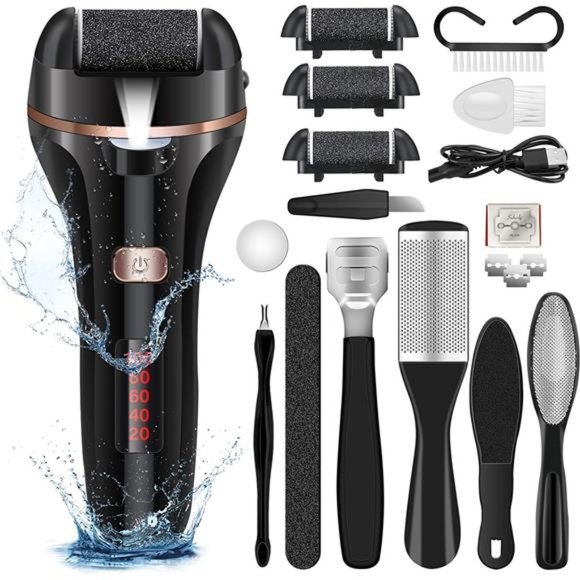 Electric Foot File Callus Remover, Rechargeable Pedicure Tools Foot Care Kit